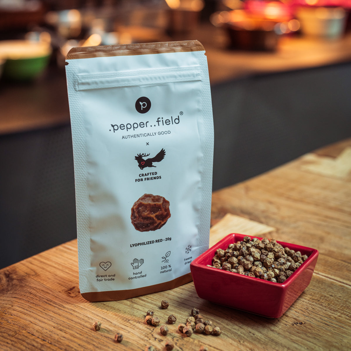 Kampotský pepř červený lyofilizovaný se solí - EXCLUSIVE doypack 20g